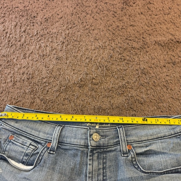 7 For All Mankind Denim Jean Shorts Light Wash Cut Off Distressed High Rise 30 - Picture 5 of 7